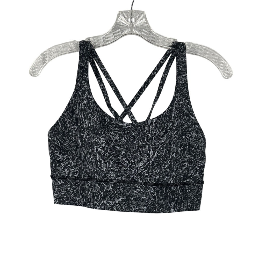 Lululemon Energy‎ Longline Light Support Black White Marble Print